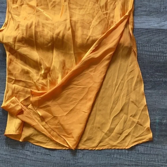 Topshop NWT Gold Orange Cowl Satin Slip On Midi Dress Size 8 - Picture 10 of 13